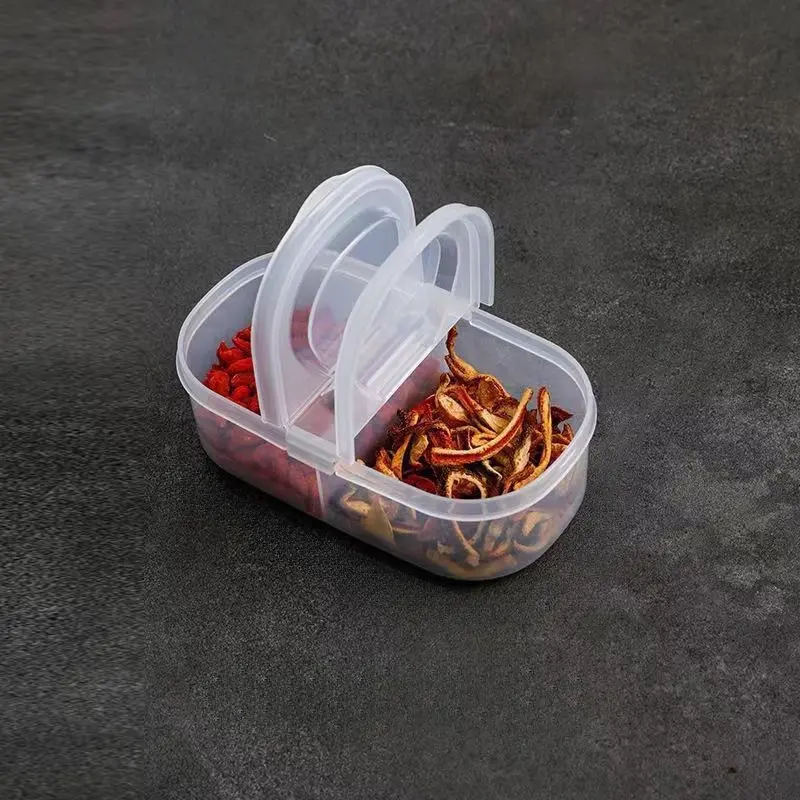 Double-grid Food Storage Box, 1 Count Clear Food Storage Container with Lid for Kitchen, Home, Office, Outdoor Camping, Utensils, Reusable Snack Containers, Kitchen Plastic Containers