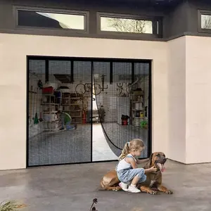 Garage Screen Door Reinforced Magnetic Closure with Strapping Tapes Hands Free Easy Assembly Heavy Duty Weighted Bottom Net Screen for Garage