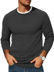 COOFANDY Mens Pullover Sweater Waffle Knit Crewneck Long Sleeve Dress Sweater