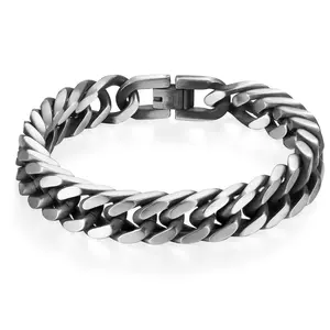 OIDEA Men's Bold Curb Chain Bracelet, Polished Stainless Steel Vintage Biker Link, Casual Jewelry Gift for Husbands, 8mm-12mm