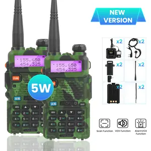 BAOFENG UV-5R Ham Radio 5W Dual Band Walkie Talkie with 1.11" LCD Display & 1-LED Flashlight for Outdoor Camping Hiking Fishing Road Trip - Audio Travel Gadgets