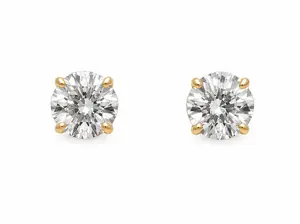 10k Solid Gold Round Solitaire Gemstone CZ Snap Setting Studs Earrings