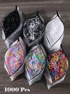 Colorblock Disposable Hair Ties, High Elasticity Hair Ties, Hair Rubber Bands, Fashion Hair Accessories for Women & Girls, Minimalist Headwear Suitable for Thick Hair