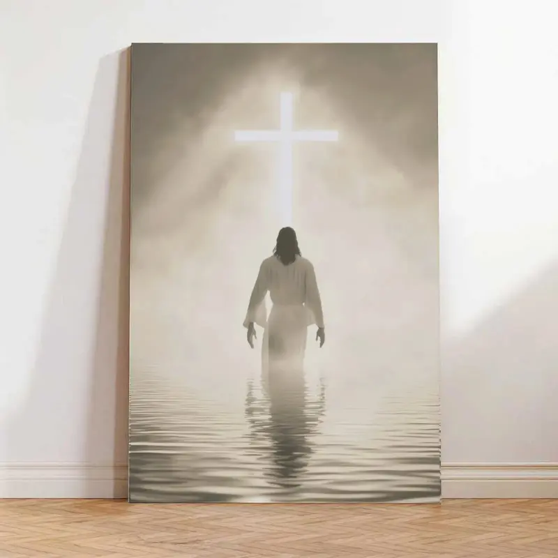 Jesus Walking on Water Canvas Wall Art – Christian Faith Decor, Inspirational Bible Artwork Canvas posters, room decorations, wall art, suitable for gifts for family and friends