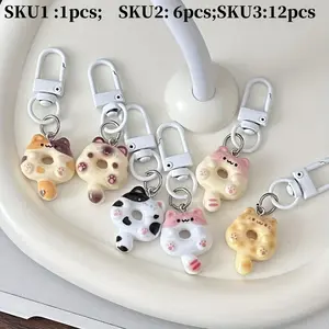 Cute Cartoon Cat Donut Series Keychain Set, Funny Food Toy Charm Keychain for Bags, Cute Charms Keychain, Couple Best Friend Gift Accessories, Keychain Pendant