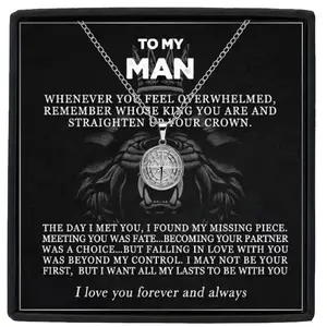 Stainless Steel Compass Pendant Necklace To My Man Gift (with Card And Gift Box)