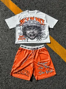 Men's Casual Letter and Pattern Printed T-Shirt Set, Summer Breathable Shorts 2-Piece Outfit for All Seasons, Loose Fashionable Streetwear