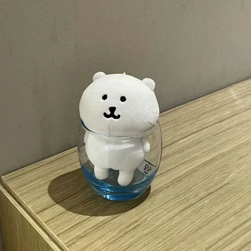 Cute Nagano White Bear Plush Keychain, Chubby Round‑Face Self‑Deprecating Bear Bag Charm, Kawaii Japanese‑IP Animal‑Face Pendant