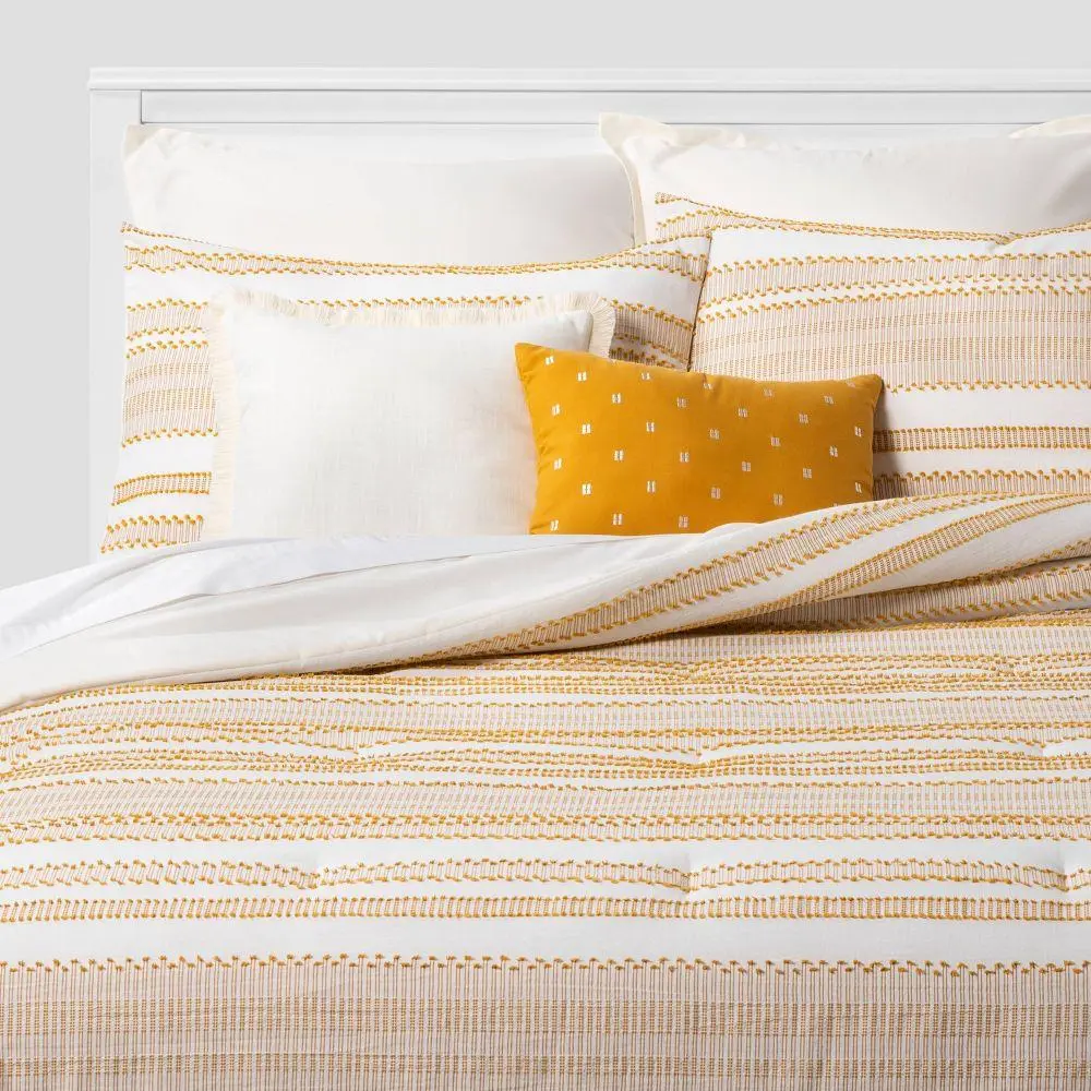 Whately 8-Pc Comforter Set - Threshold, Comfy Bedding Sets, 100% Cotton Base, 15" Skirt Drop, Just Add Sheets Polyester Bed Set Cozy Bedding Set
