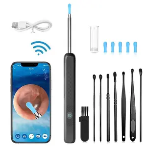 Ear Wax Removal - Earwax Remover Tool with 8 Pcs Ear Set - Ear Canal Cleaner with 1080P Camera， Ear Cleaning Kit with 5Pcs Replacement Heads - Ear Camera for iOS & Android, Ear Care Kit