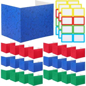 24 Pcs Student Desk Privacy Dividers Standard Cardboard Testing Privacy Shields for Classroom School Teacher Supplies Keep Eyes from Roving Cute Blue Green Red