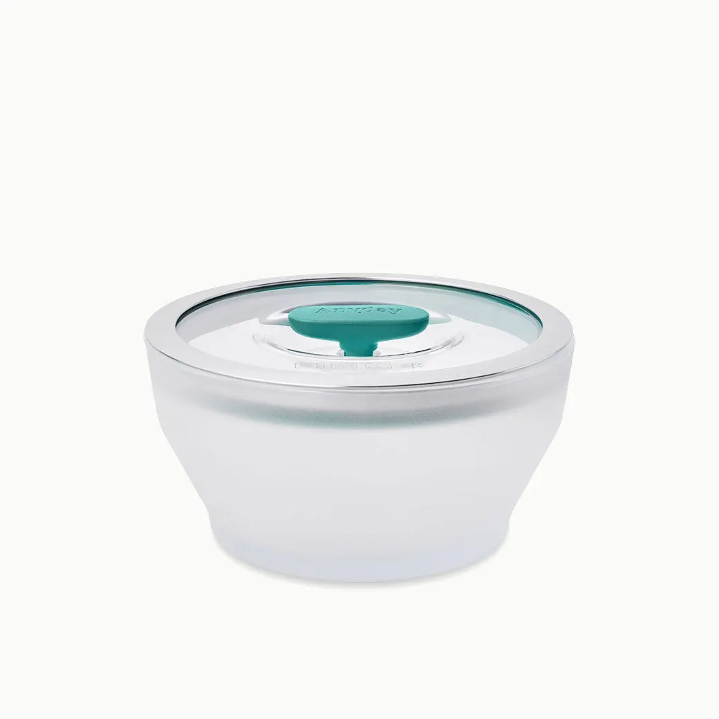 Anyday 4-Cup Microwave Cookware and Glass Container with Glass Lid, Plastic-Free Shallow Food Storage | Stackable Airtight Steamer with Vented Lid for Microwave-Safe Reheating & Steaming Vegetables