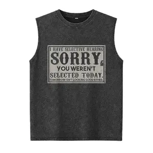 Funny 'Selective Hearing' Sarcasm Tee - Soft Cotton, Crew Neck, Short Sleeve Shirt for - Perfect Gift Idea Washed Vest
