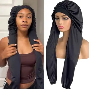 Hair Bonnets for Long Braid & Hair Pantyhose Sleeping Bonnet 2 in 1 Long Braids Protection & UV Shield Breathable Elastic Satin Adjustable
