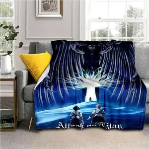 Shingeki No Kyojin Anime Attack on Titan 3D Plush Blanket Throw Blanket Bedspread Flannel Blanket Couch Quilt Cover Travel