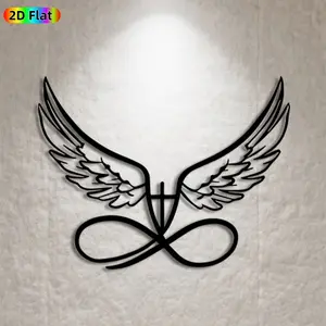 1pc Angel Wings & Infinity Cross Metal Wall Art, Serene Angel Wings Statue Mural, Ideal Gift for Christmas, Easter, Angelic Decor Enthusiasts,  Wall Sculptures, Perfect for Living Room Wall & Garden Fence Angel Theme Enthusiasts