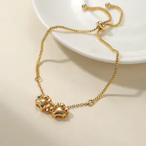 3D Bubble Dog Paw Print Adjustable Box Bracelet Personalized Balloon Jewelry for Her Christmas Valentine's Day Gift for Her