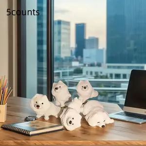 Cute Samoyed Dog Figurines Set of 5, Perfect Home Decor for Living Room, Office Desk, Cute Desktop Decoration, Car Interior, Adorable Pet Statues