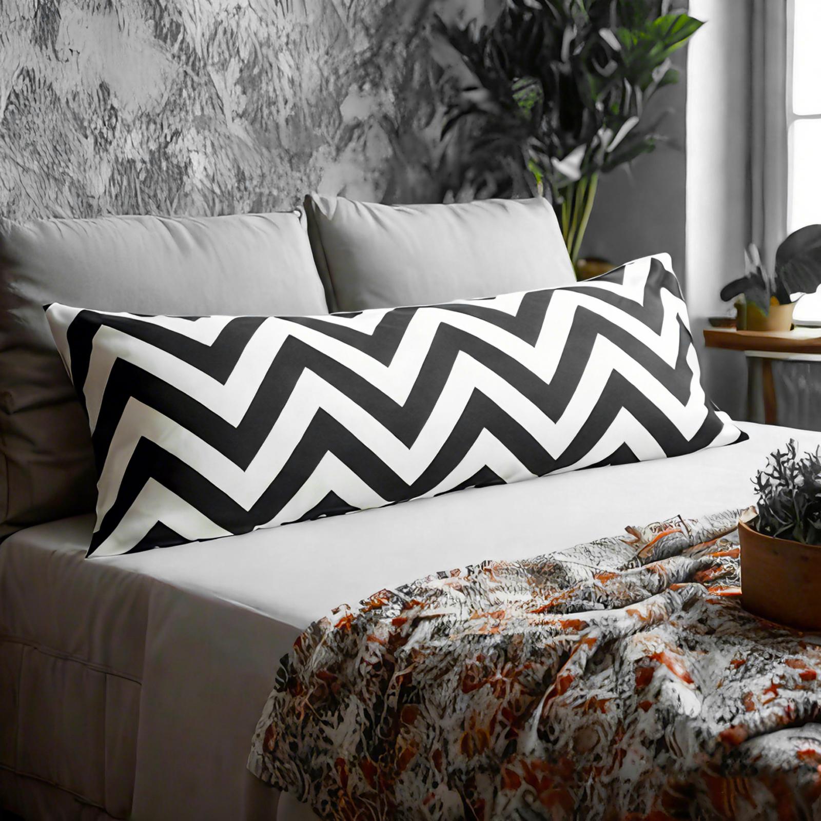 1 body pillowcase, soft brushed microfiber pillowcase, black and white pattern, envelope sealing