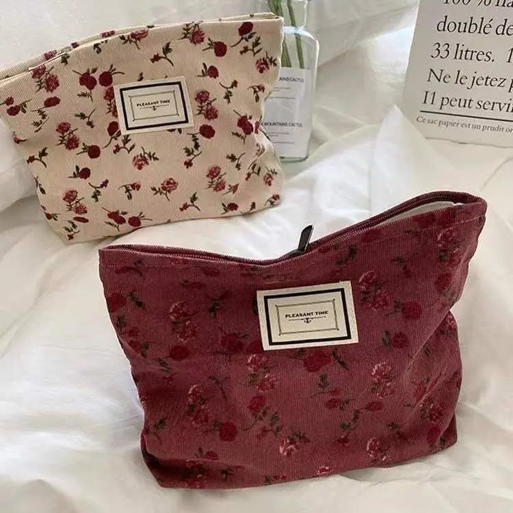 Cosmetic Bags for Women Makeup Bag Large Capacity Purse Travel Toiletry Zipper Storage Pouch Make up Brushes Organizer for Gifts (Dark red, Rose)