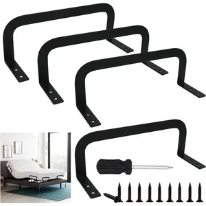 4 Pack Mattress Slide Stopper - Non-Slip Gripper Bar for Bed Frames Prevents Mattress Sliding on King/Queen/RV Beds - Heavy-Duty Steel Construction Black ﻿
