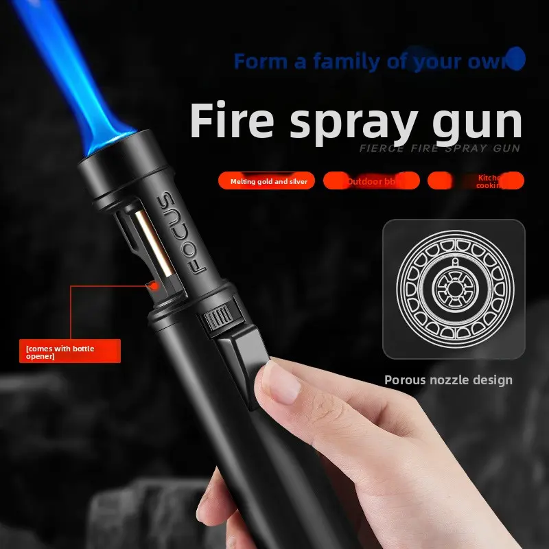 Windproof Direct Jet Spray Gun Lighter - Portable Outdoor BBQ Accessory with Bottle Opener, Household Items, Unique Gift for Adults