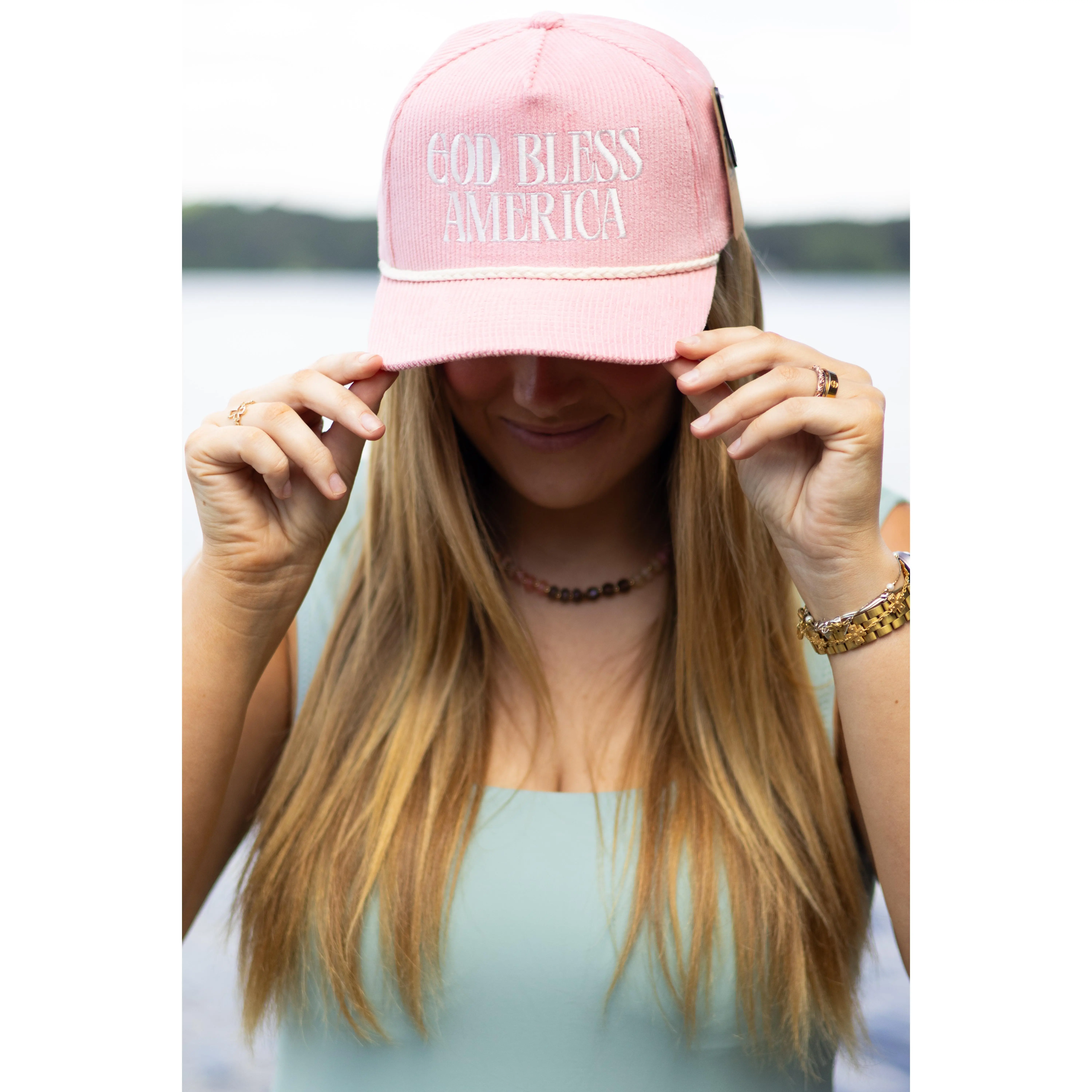 "God Bless America" Unisex Corduroy Trucker Baseball Cap - US Pride, Casual Wear, UV Prevention Fashion Accessory