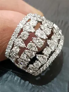 1 PC Glamorous Cubic Heart Cluster Ring For Women Wedding Engagement Valentine's Day Party Gift