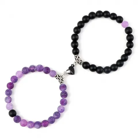 Magnetic Natural Stone Bead Matching BF and GF Bracelets - High Quality Exquisite Crystal Bracelet Set, Long-Distance Bond Gift, Valentine's Day GF Gift