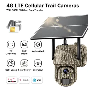 4G LTE Cellular Solar Surveillance Camouflage Security Camera – 2K HD Video 360° View,No WiFi, Remote APP Controlled,WaterProof,MotionActivated, NightVision, 4GDataCardIncluded (Data refill is required for Unlimited 4G data usage)