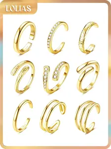 LOLIAS Women's Toe Rings, 14 Karat Gold Filled & Silver Plated Adjustable Open Band Rings, Simple Hug CZ Triple Design, Summer Beach Footwear Costume Jewelry