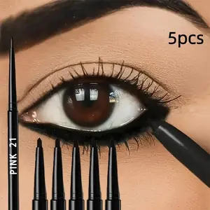 5-Piece Waterproof and Sweatproof Black Eyeliner Set - Long-lasting, smudge-proof, ideal for bold eye looks, smooth formula, perfect winged eyeliner - Black, waterproof eyeliner, winged eyeliner, stylish design, smudge-resistant, great gift