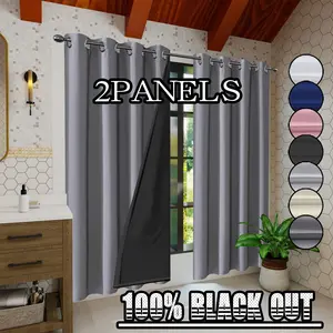 2 pieces, 100% full blackout, heat insulation, noise reduction, sun protection, privacy curtains, polyester material laminating process, perforated hanging method, suitable for bedrooms, dining rooms, living rooms, kitchens, balconies