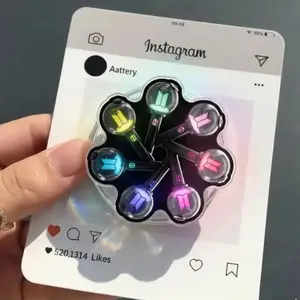 Bangtn Black Bomb Lightstick Wheel Phone Grip Kpop Inspired Multicolor Concert Edition Phone Holder Stand For iPhone Samsung Cute Fan Gift Accessory