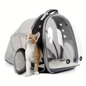 Travel In Style With Your Pet_ Expandable Cat Backpack Carrier With Space Capsule Bubble Window
