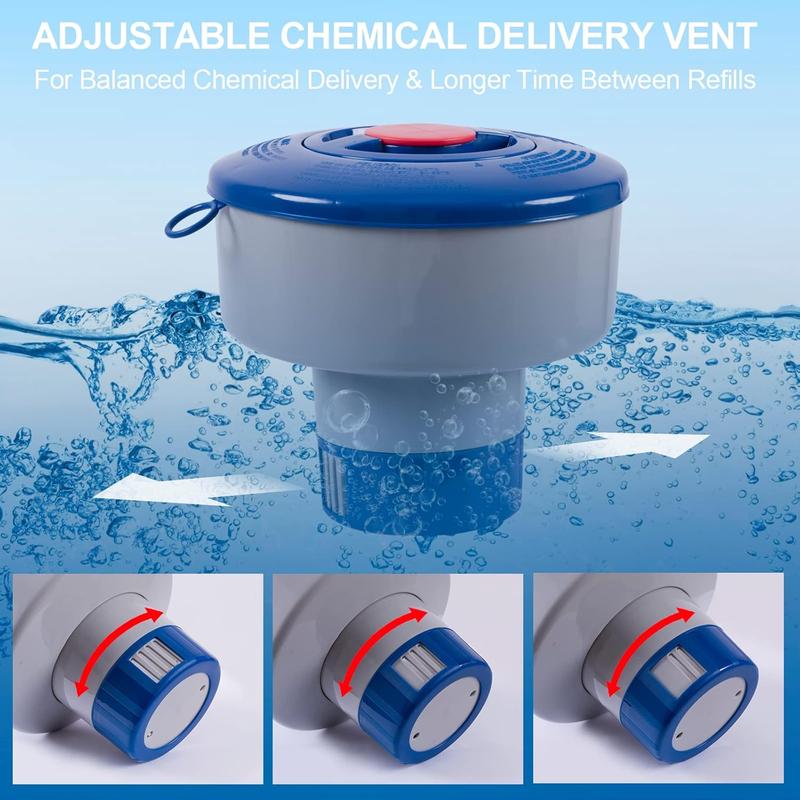 Premium Quality Floating Chlorine Dispenser - Larger Capacity Pool Floater Compatible with Bromine & Chlorine