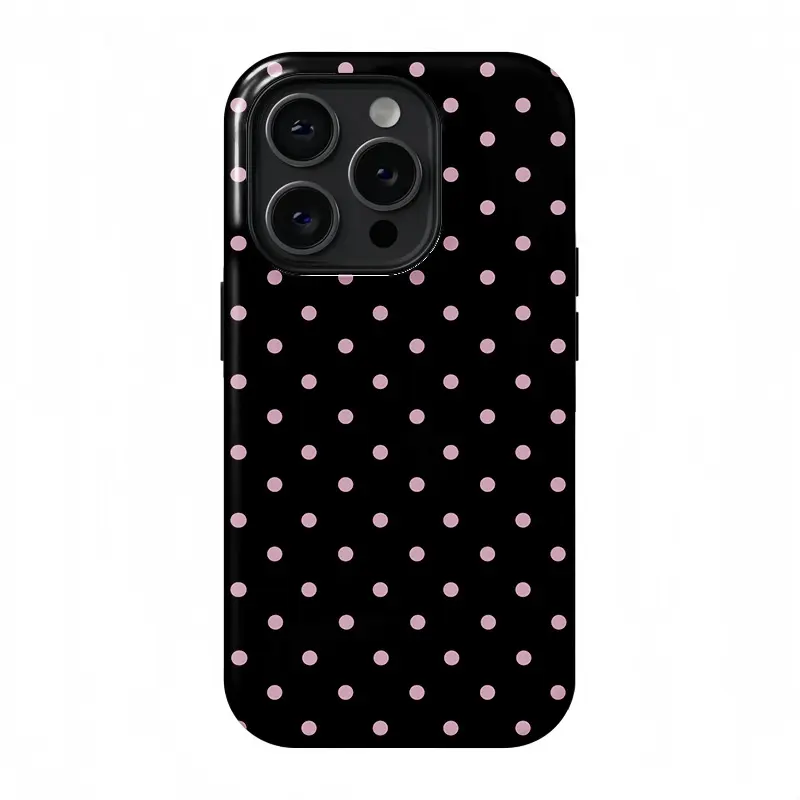 Black and Pink Dotted Protective Cellphone Cover - Advanced Shockproof Accessory for iPhone 17 ProMax, 16 Pro, 15, 14, 13 - Stylish Case, Ideal Gift