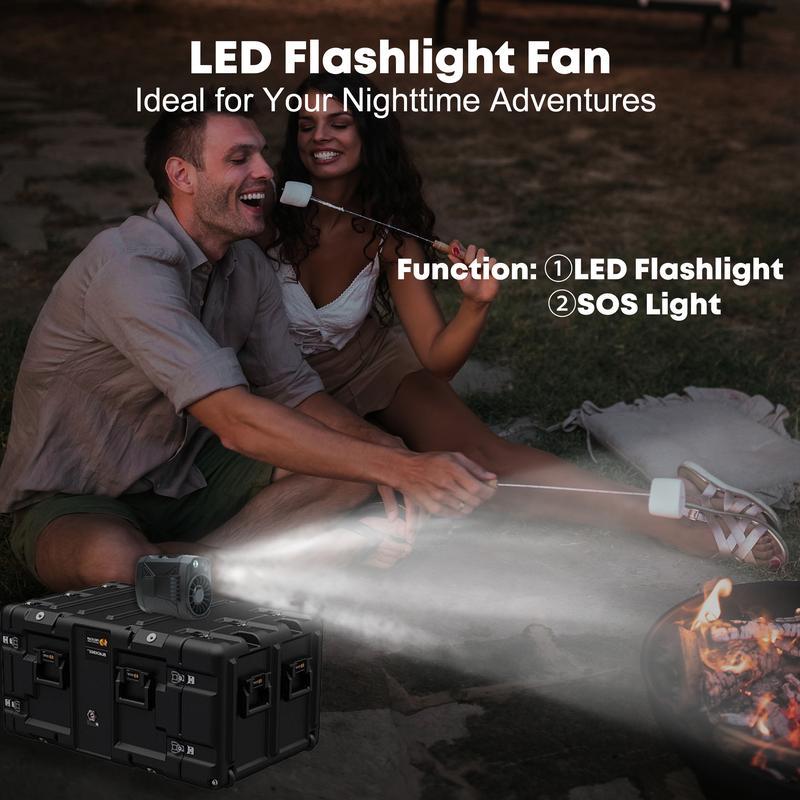 Portable Fan Rechargeable,4 Speeds Strong Airflow Small Fan Waist,Battery Powered,for Travel Camping Outdoor Jobsite,Camping Essentials-Black