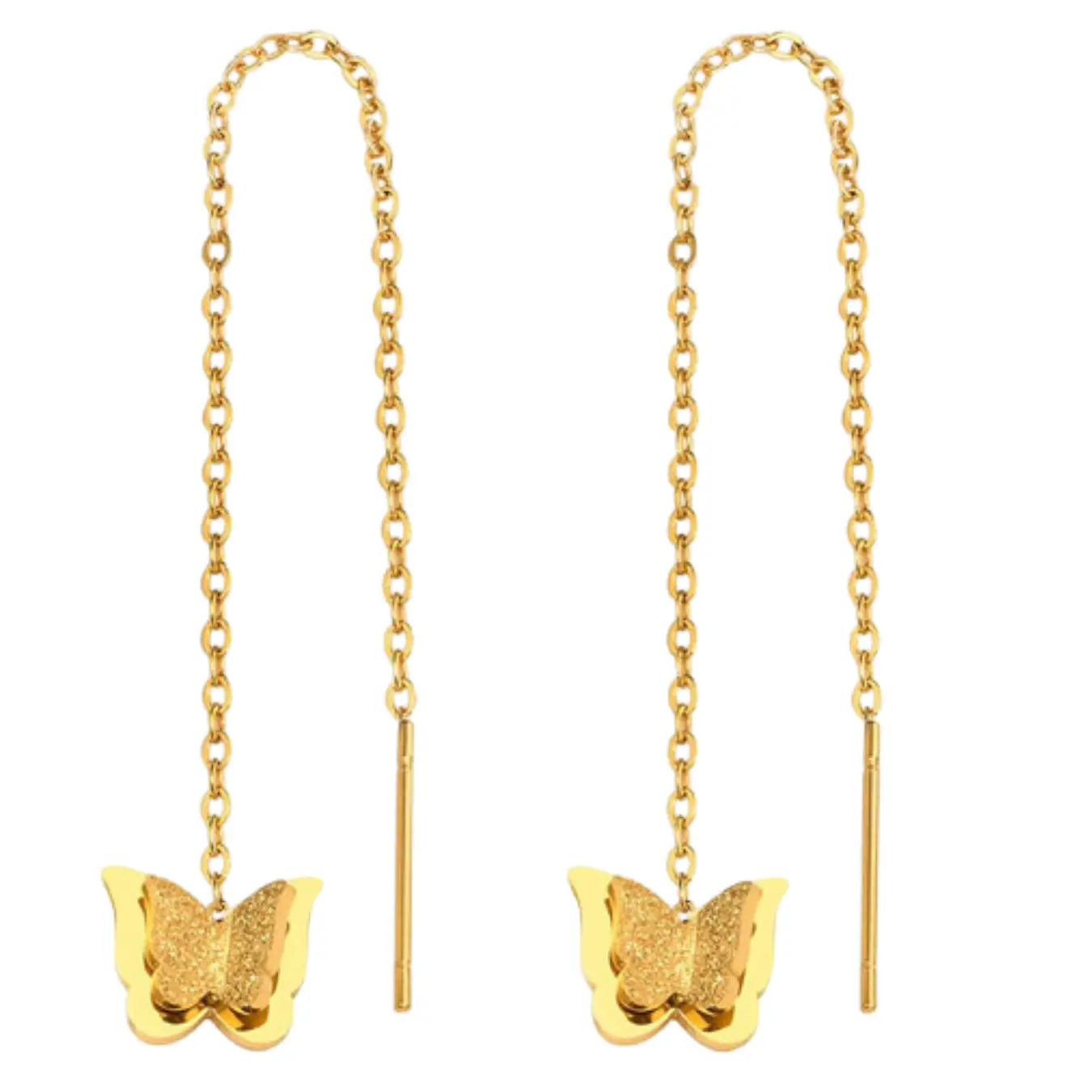 Butterfly Dangle Modern Chain Earrings