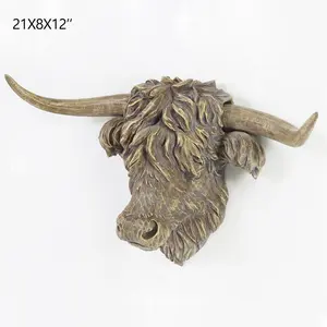 Cow Head Sculpture, Resin Animal Head Wall Art, Wall Mounted Animal Ornaments For Kitchen, Realistic Cow Head Collection For Home Decoration