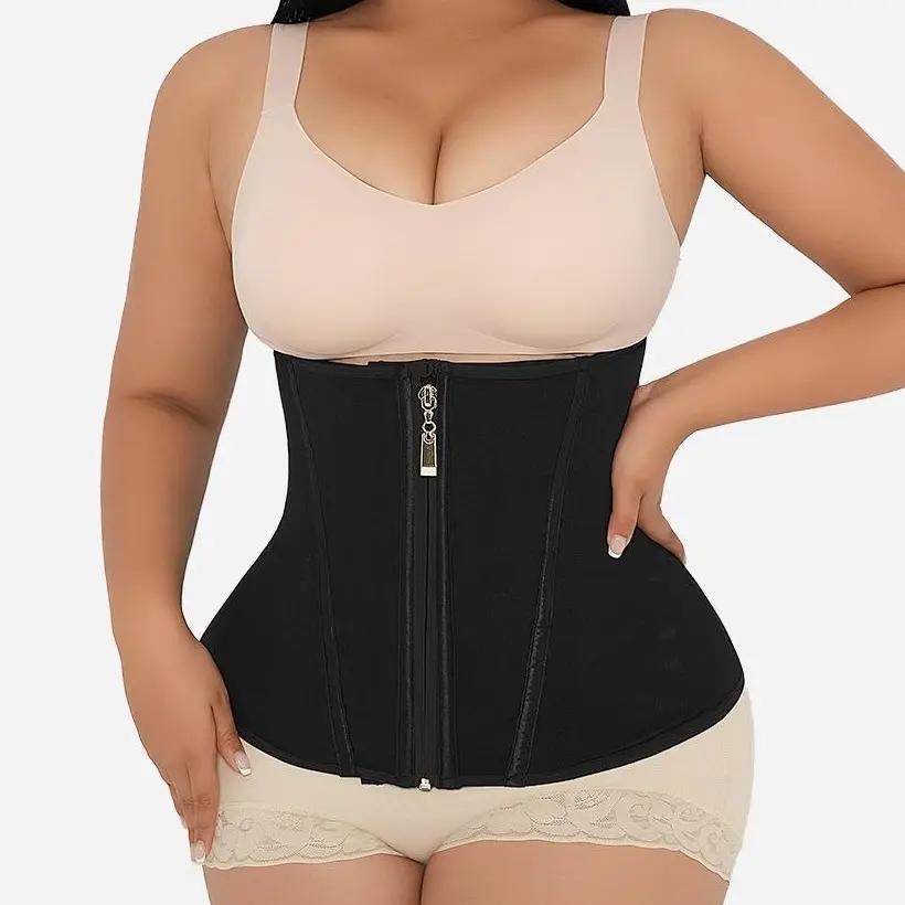GQF Women's Casual Waist Trainer Corset Shapewear (4305) - Abdomen Shapewear with Hook and Eye & Zipper, Tummy Slimming Control, Postpartum Support, Workout Cincher Sweat Belt, Body Slimming Sculpt Touch Fajas, Compression, Normal Type