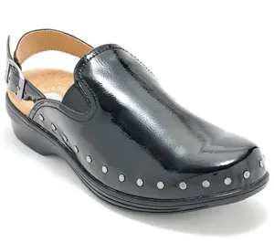 Revitalign Orthotic Backstrap Clog - Ventura Patent, Size 6 Wide, Black