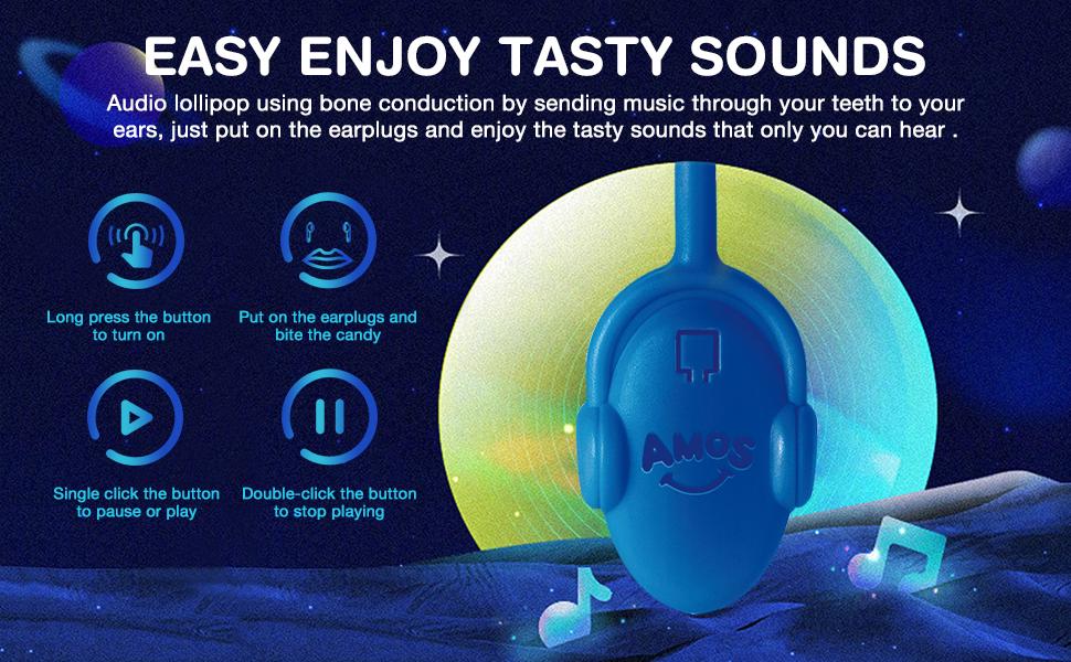 Amos TastySounds Music Lollipops Sugar-Free Audio Candies with Bone Conduction Tech Strawberry Blueberry Watermelon Snack Perfect Party Favor Amos TastySounds Music Lollipops Sugar-Free Audio Candies with Bone Conduction Tech Strawberry Blueberry Watermelon Snack Perfect Party Favor