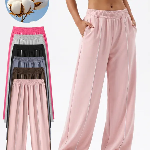 Women's casual loose pants, women's clothing, long solid color design, suitable for daily commuting and casual wear