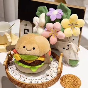 Creative Hamburger Doll Foodie Soft Plush Children's Hamburger Pillow Birthday Gift Flower Bouquets Toys dolls