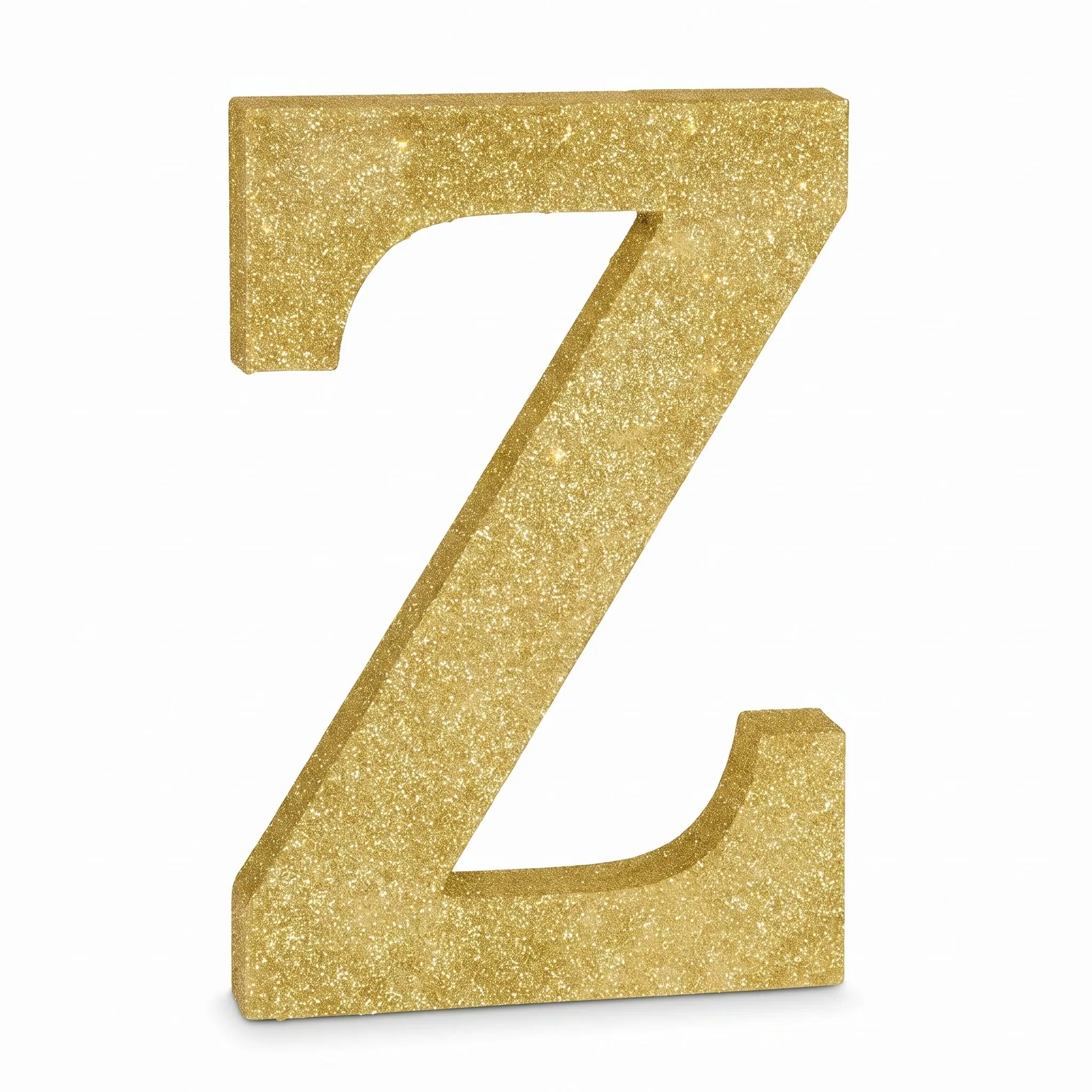 Glitter Gold Standing Letter "Z" Decoration - 4-Inch MDF Block