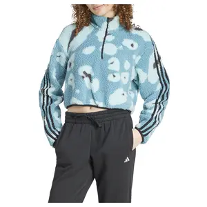 adidas Womens Essentials Turtle Neck Long Sleeve Quarter Zip  Casual Tops Casual - Blue