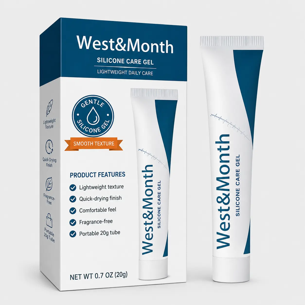 Professional Silicone Skin Repair Gel - Fragrance-Free, Unscented, Comfortable Scar Fading Solution for Burn, Acne Marks on Face & Body