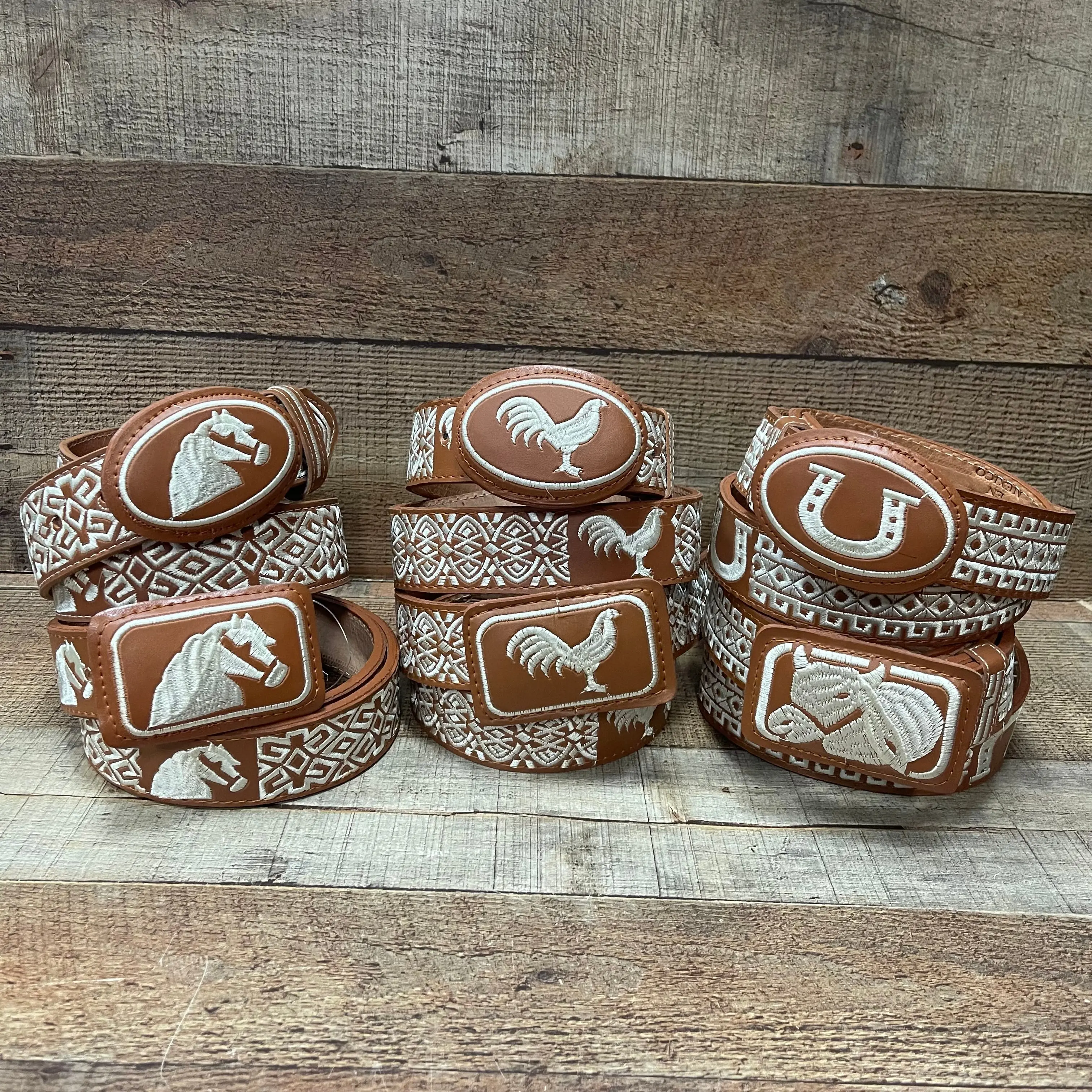 Men's Genuine Leather Handmade Embroidery Honey Belt Cinto Bordado Miel