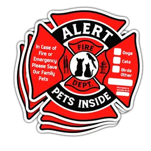 Pet Stickers for Firefighters - Dog Inside Save Pets Fire Emergency Vinyl Decal Waterproof for Home, Door, Laptop, Bottle RE8
